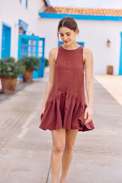 VESTIDO LUCIA LINO BERENJENA