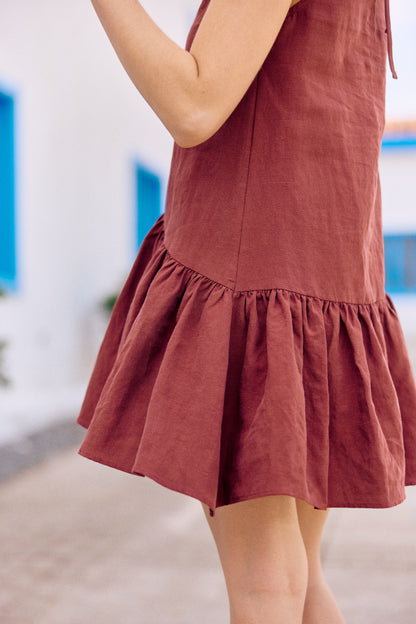 VESTIDO LUCIA LINO BERENJENA