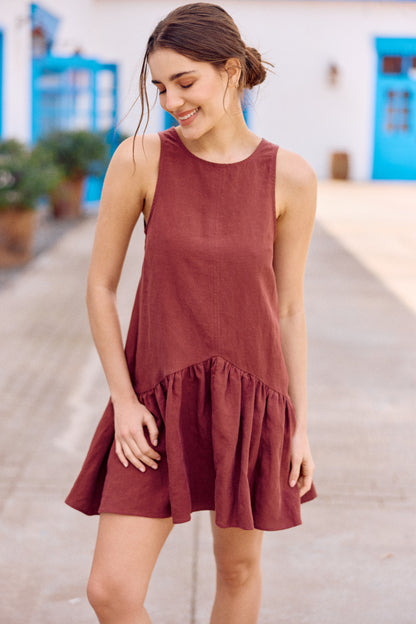 VESTIDO LUCIA LINO BERENJENA