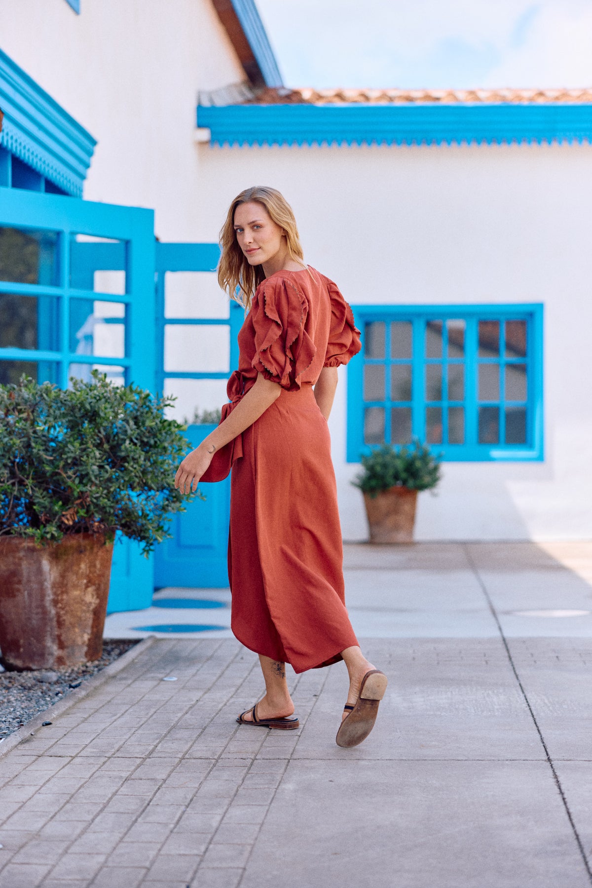 FALDA ANTONIA LINO TERRACOTA
