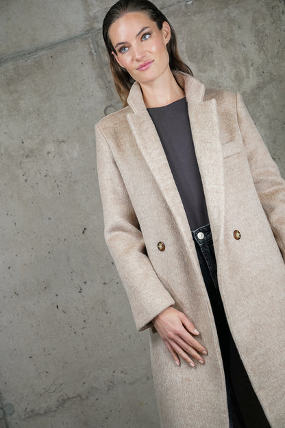 ABRIGO LEONOR BEIGE 100% LANA