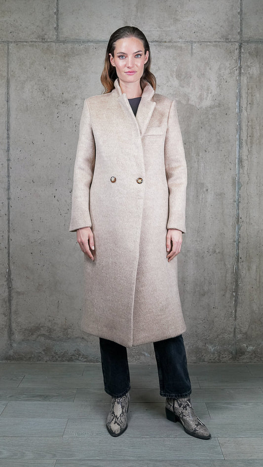 ABRIGO LEONOR BEIGE 100% LANA