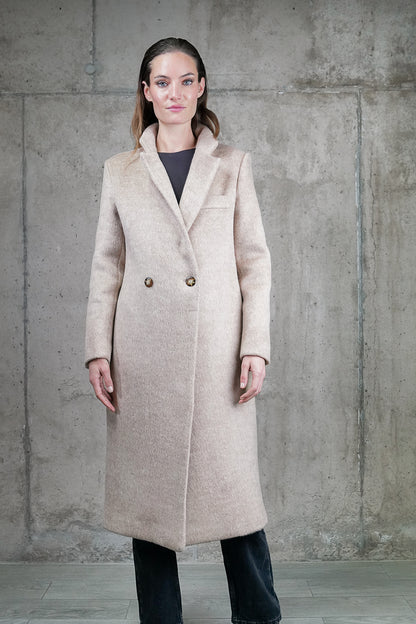 ABRIGO LEONOR BEIGE 100% LANA