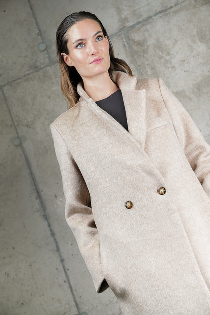 ABRIGO LEONOR BEIGE 100% LANA