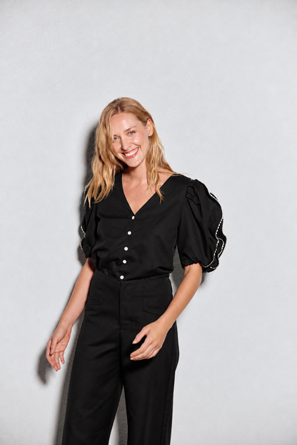 BLUSA LETICIA LINO NEGRO