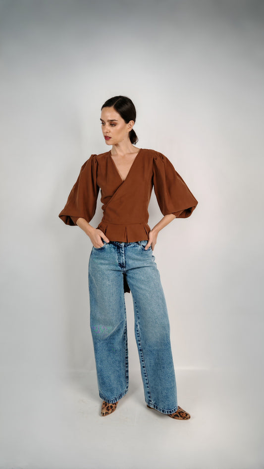 Blusa Carolina Cupro Chocolate