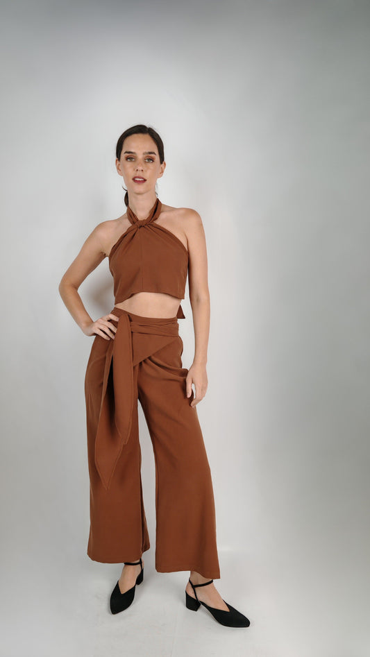 Pantalón Sara Cupro Chocolate