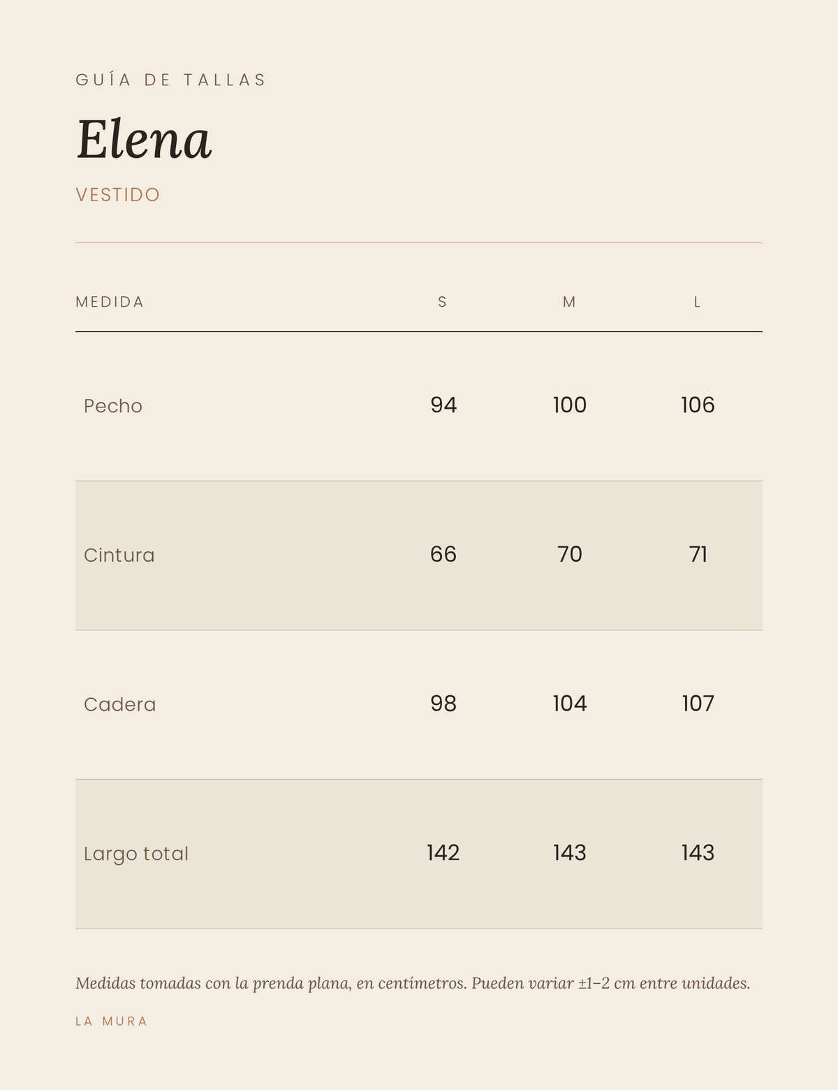 Guía de tallas VESTIDO ELENA AZUL