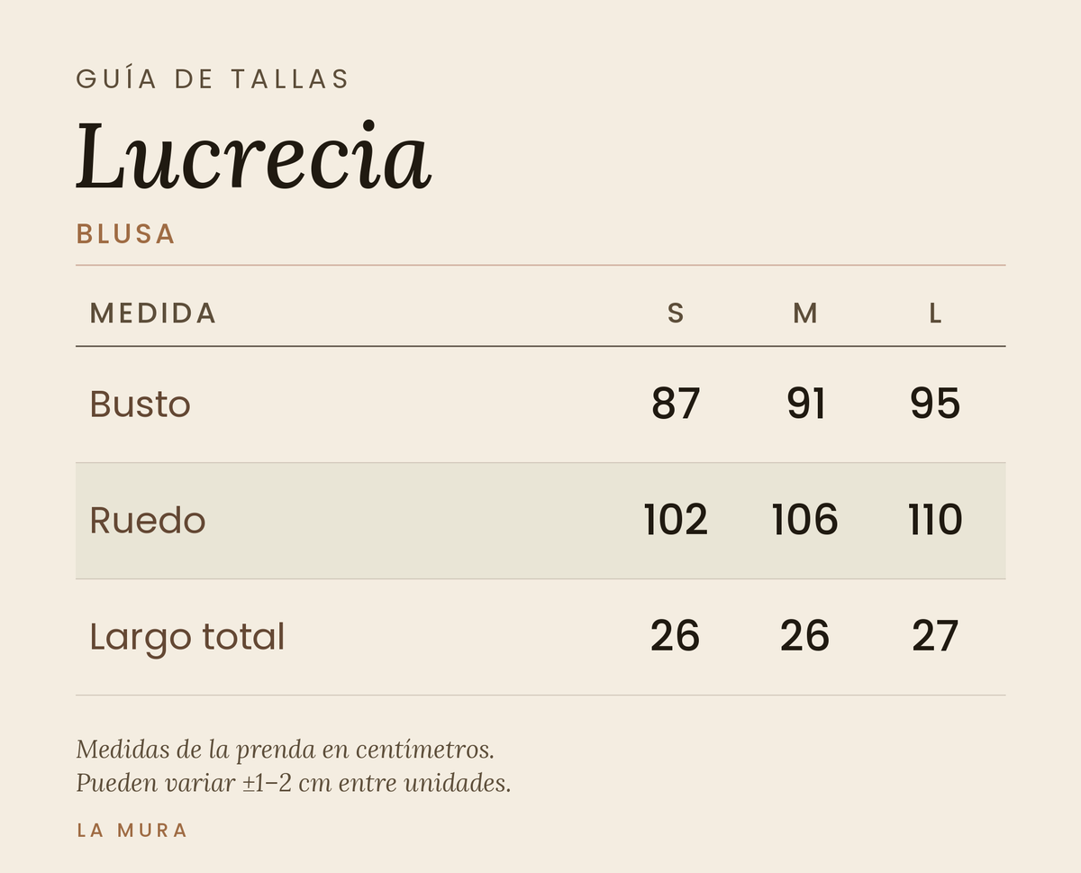Guía de tallas BLUSA LUCRECIA LINO CHOCOLATE