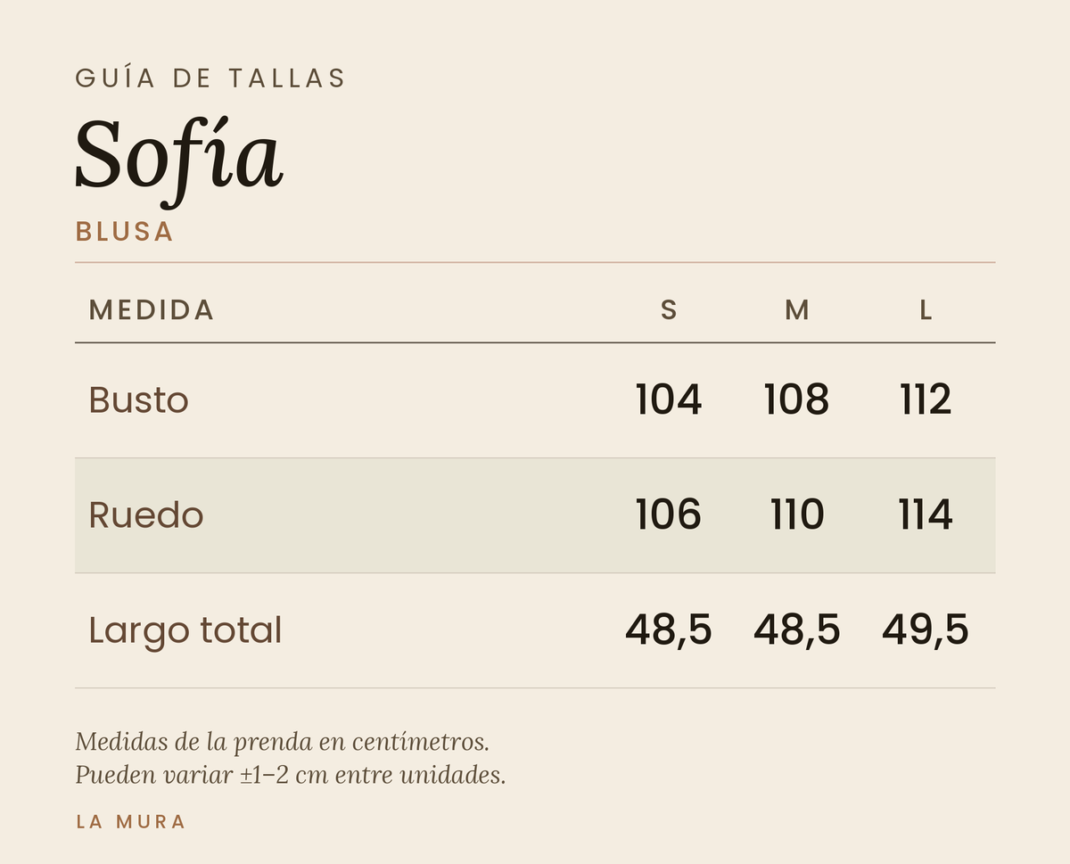Guía de tallas BLUSA SOFIA LINO BERENJENA