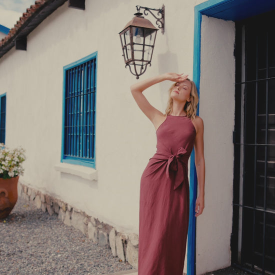 Vestido Ana Lino Berenjena