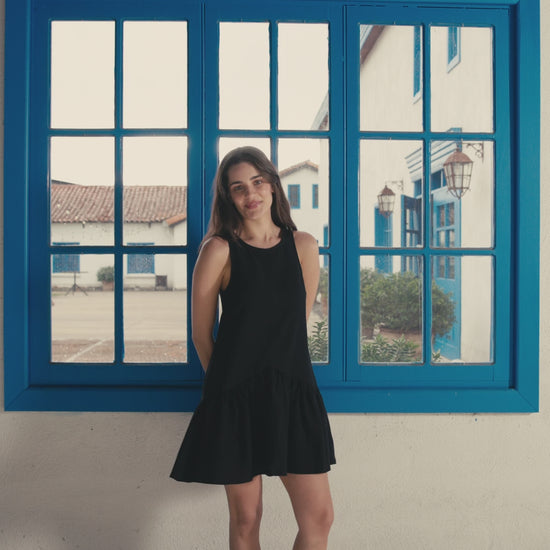 Vestido Lucía Lino Negro
