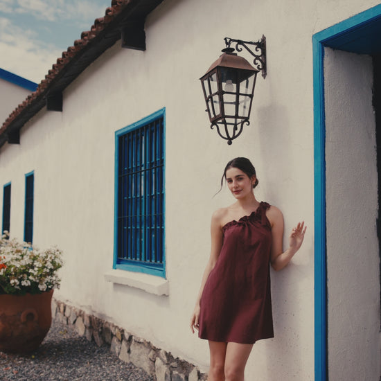 Vestido Clara Lino Berenjena