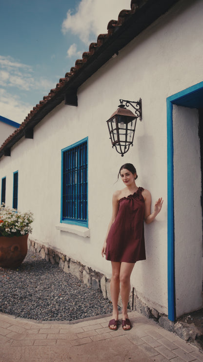 Vestido Clara Lino Berenjena