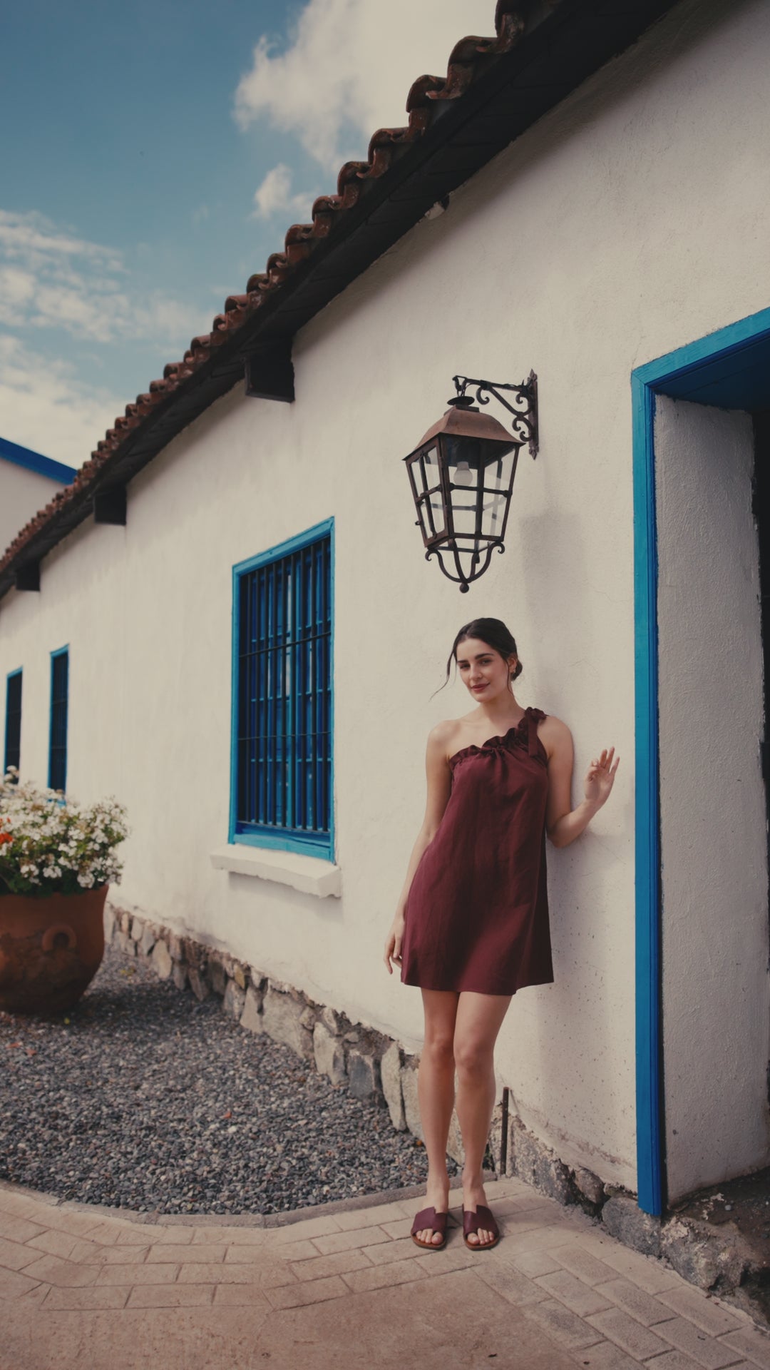 Vestido Clara Lino Berenjena